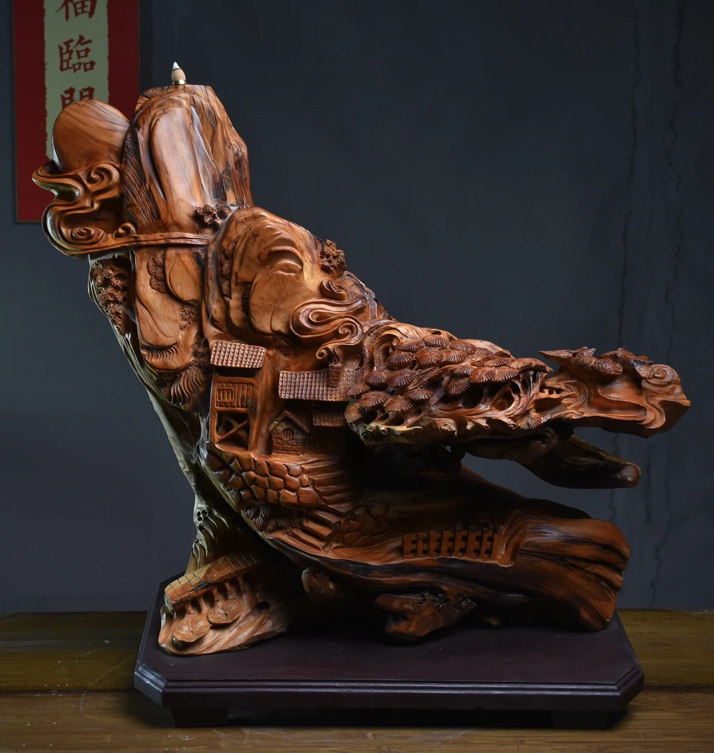 太行崖柏根雕手把工艺品山里人家雕刻摆件随行摆件工艺品