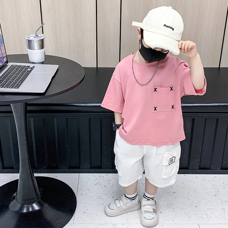 男童短袖T恤2025新款夏季洋气炸街儿童薄款夏装酷帅宝宝上衣潮