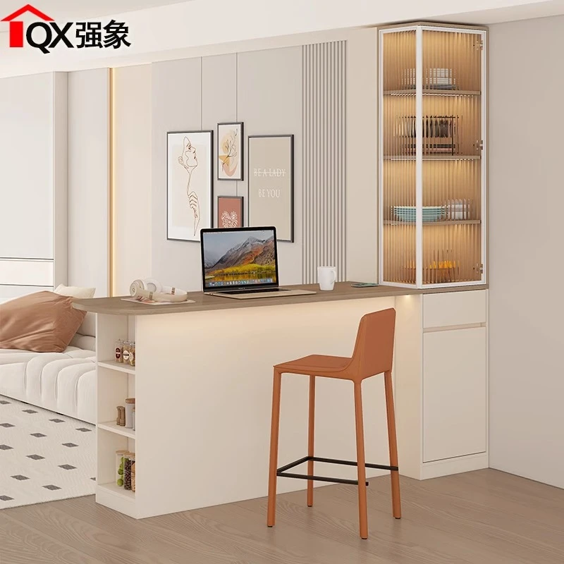 储物休闲吧台桌酒柜餐边柜餐桌一体厨房中岛台客厅隔断柜定制G374