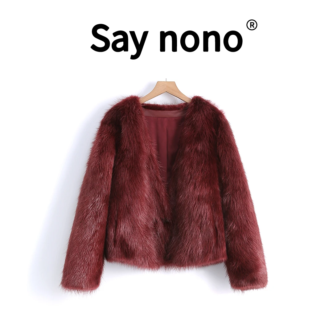 懒猫nono│Saynono 轻奢＿秋冬简约V领设计海狸皮草外套女 DC88115