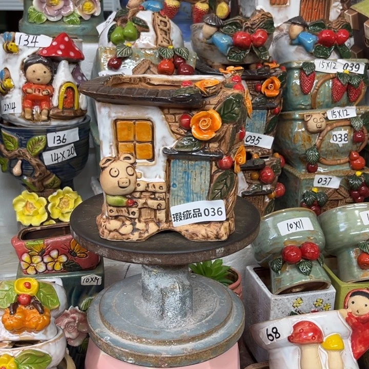 紫砂花盆粗陶材质多肉花盆036