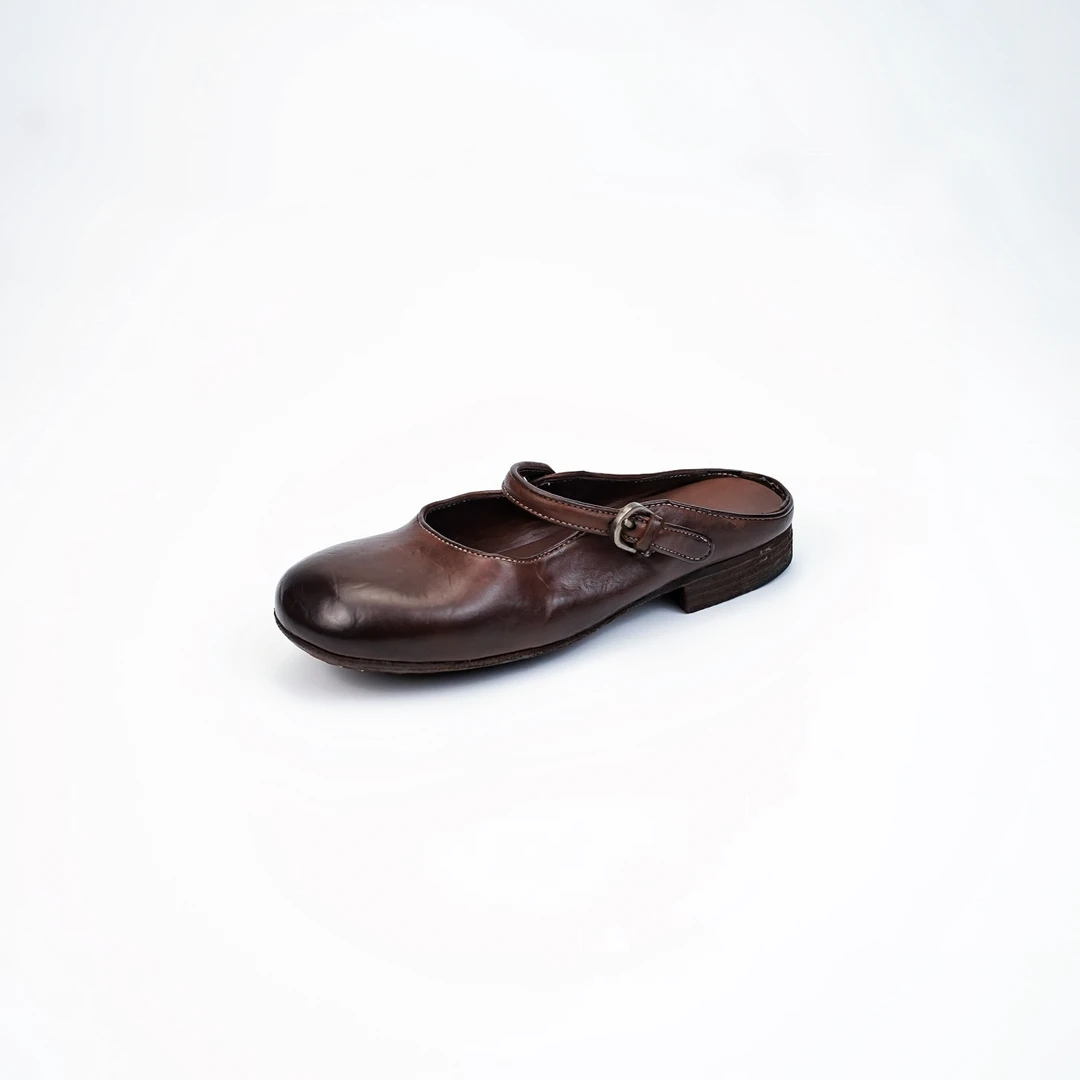 西部印像2025马皮新款时尚玛丽珍鞋半包一脚蹬女鞋百搭拖鞋650