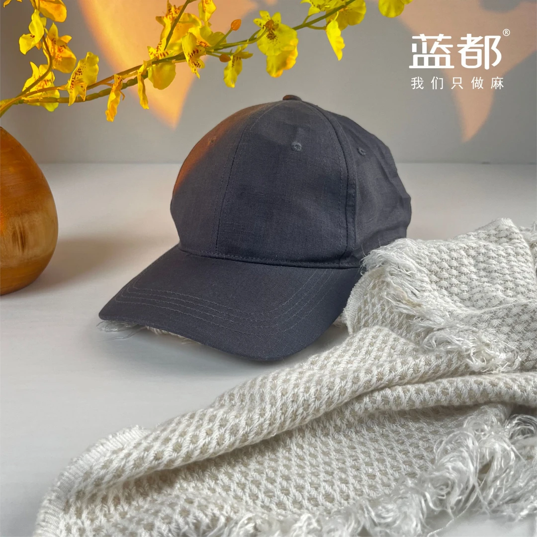 100%亚麻鸭舌帽帽子宽檐短檐遮阳帽锥形顶棒球帽
