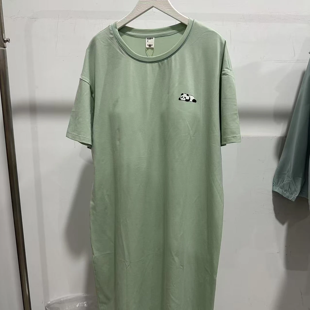 25A24594女家居睡裙休闲短袖带胸垫大码宽松