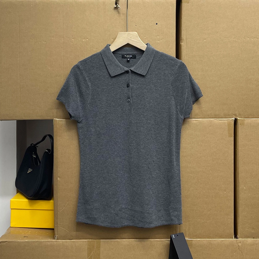 外贸沅货！！强推！精致挺拔小气质修身小直筒短袖套头针织衫