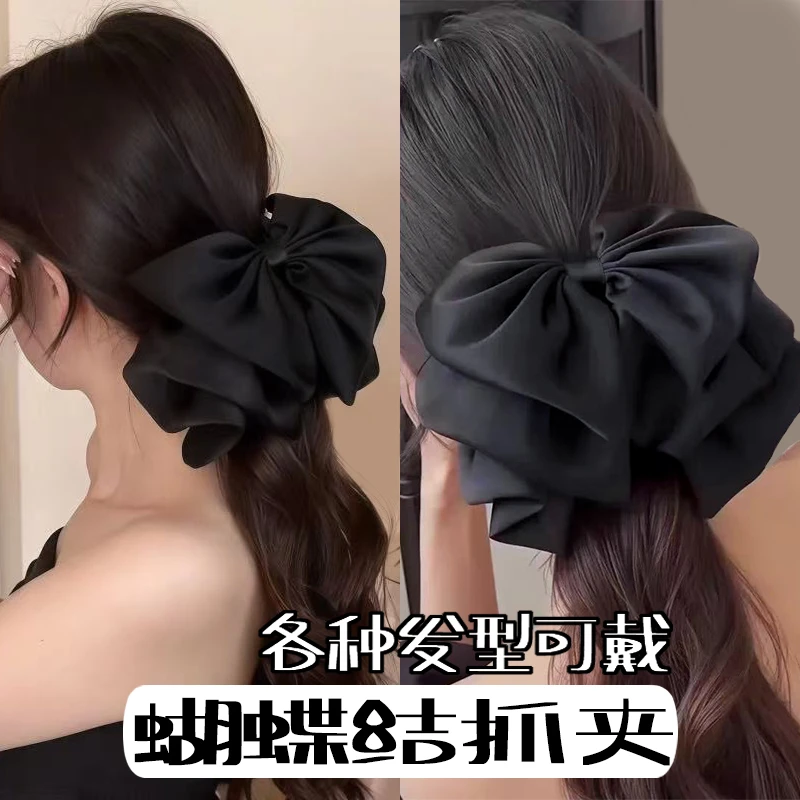 【蝴蝶结】马尾夹气质缎面大蝴蝶结头饰顶夹森系法式气质简约发夹女