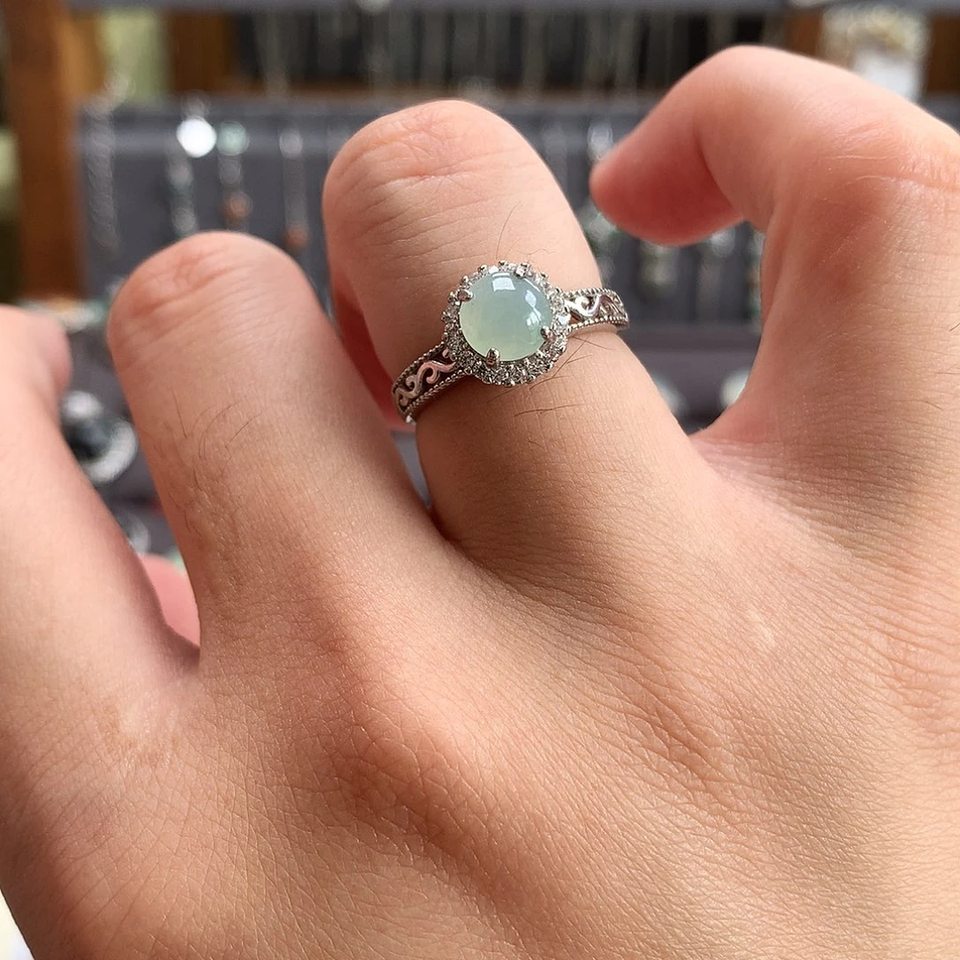 翡翠戒指银S925镶嵌0271