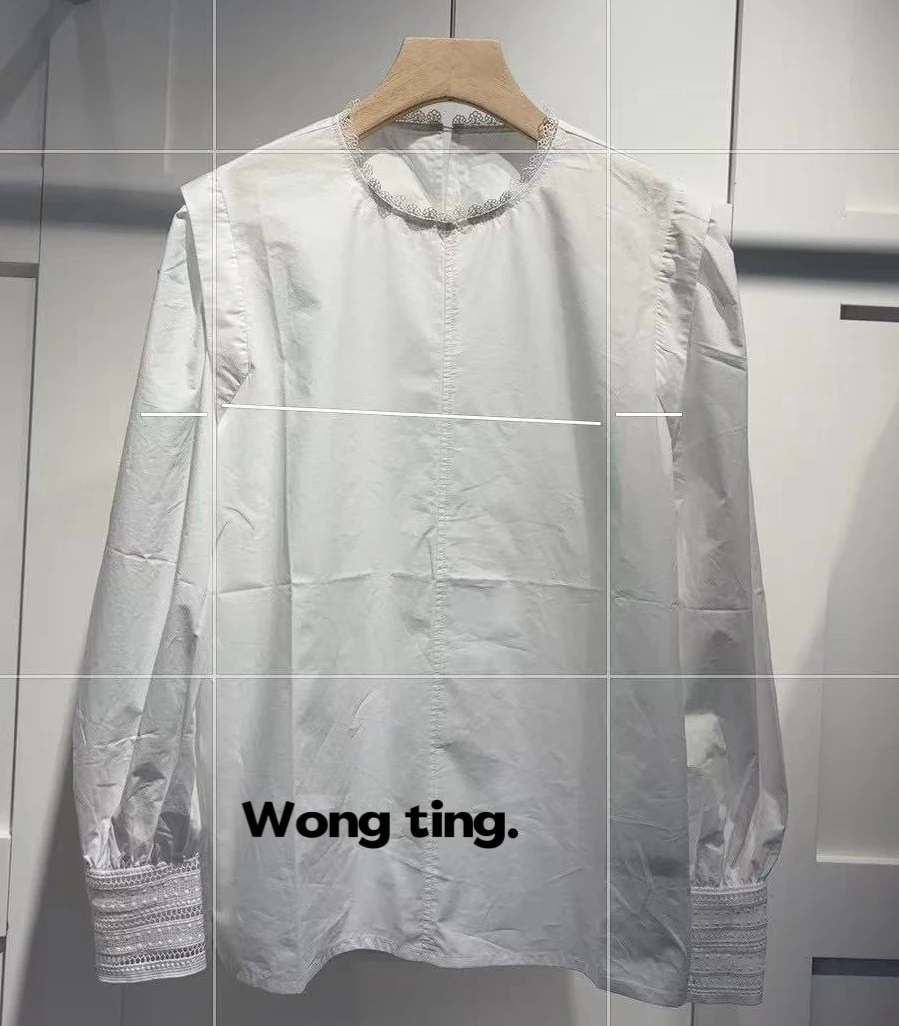 【W_ting】2025新款小众设计师小蕾丝套头衬衫28119