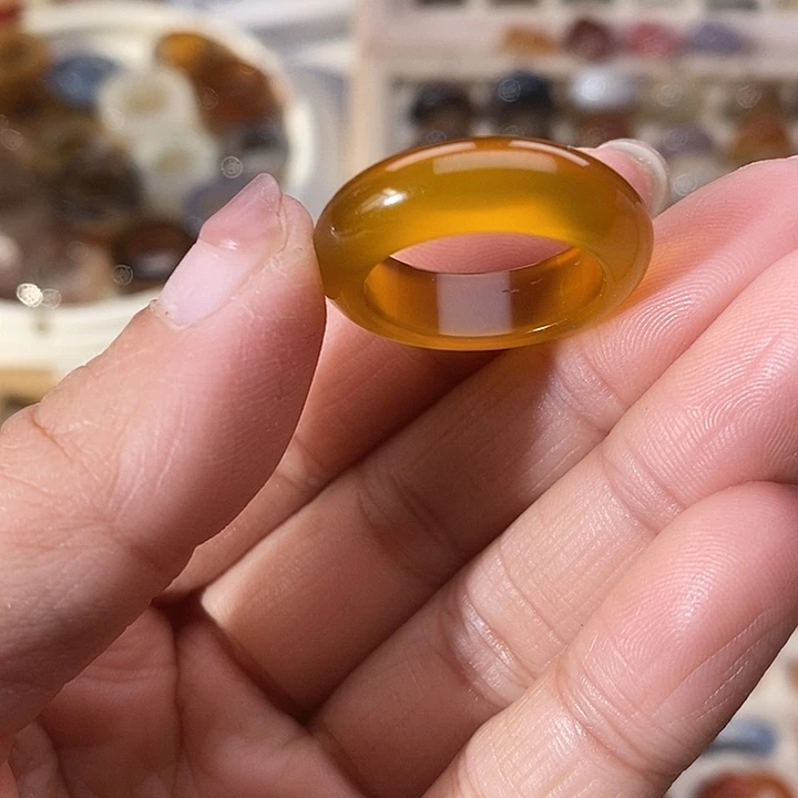 玛瑙/玉髓未镶嵌戒指A 34不退换港17+内径18.2