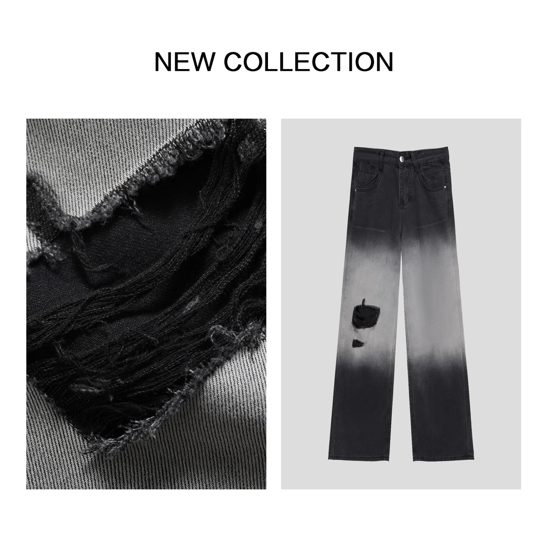 【小依专享】K3F39010B 春季女士时尚破洞牛仔裤-9010