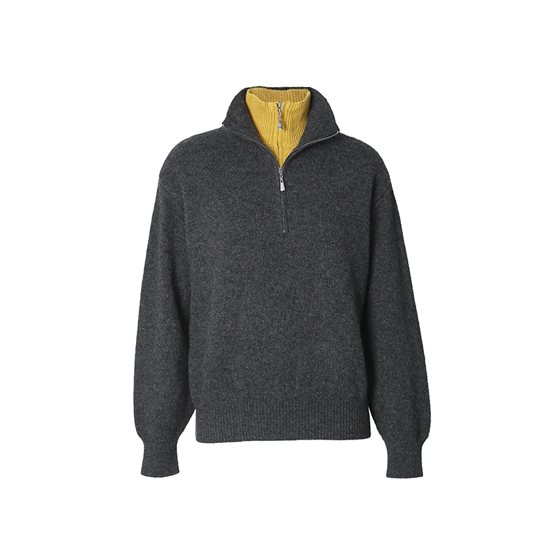 CELLENDI次层叠穿POLO领拉链式立领针织衫针织毛衫长袖高领17100