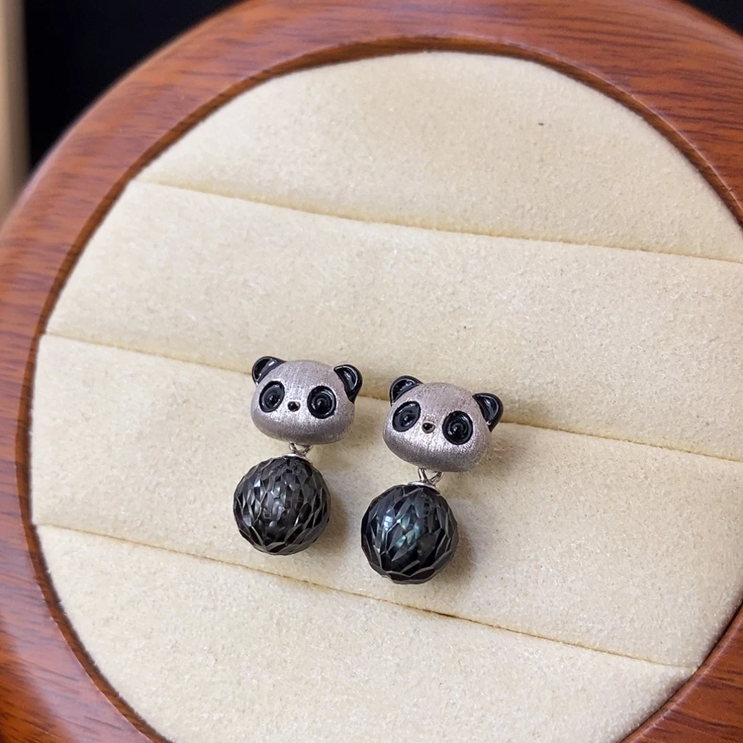 海水珍珠银S925镶嵌耳饰