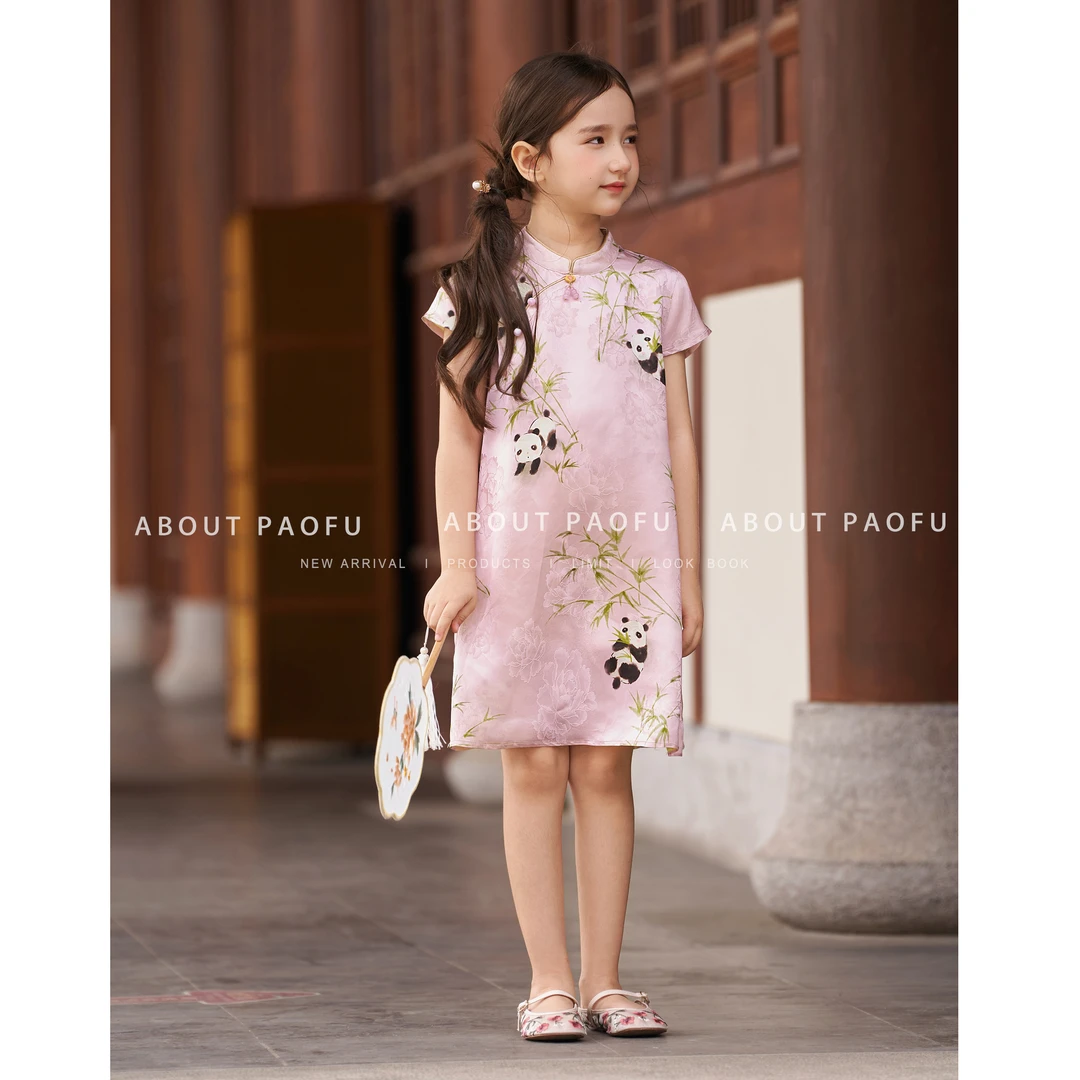 【粉萌】泡芙定制 夏季新款100木薯丝25姆米花罗旗袍裙 DY1250435