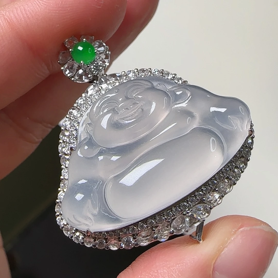 翡翠18K金镶嵌颈饰天然翡翠