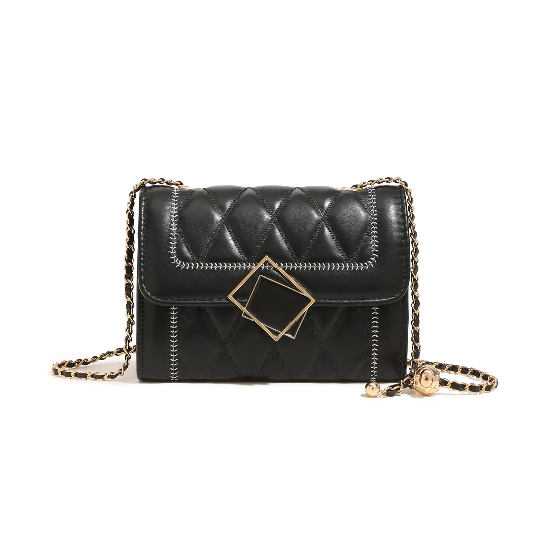 Louis biean 路易彼岸新款链条单肩包时尚菱格小方包6083黑色