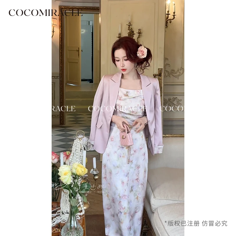 董小姐【花城秘境】新款套装西装外套+印花收腰吊带裙DD51TZ301