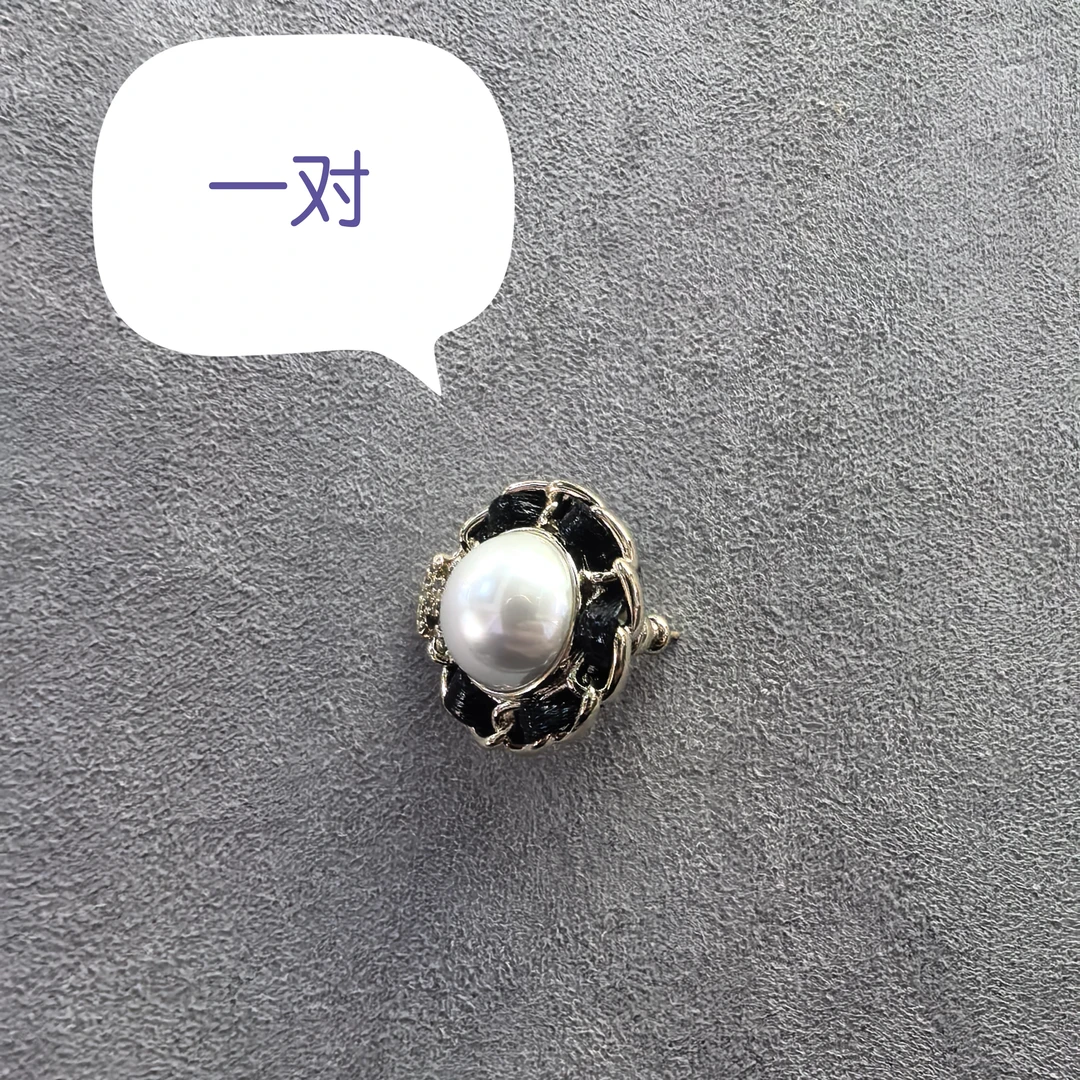 铜合金耳饰 B892黑色链条单珠交叉闪闪耳钉耳饰
