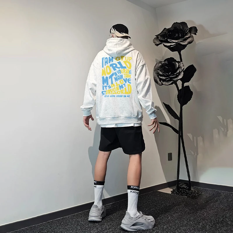 美式潮牌加厚重磅纯棉秋冬加绒宽松大码连帽卫衣男高街情侣款外套