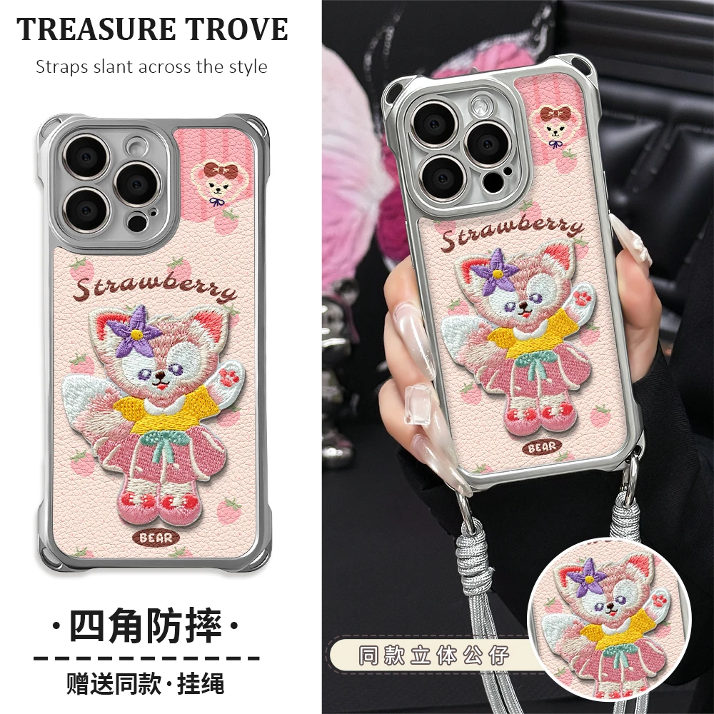 适用于苹果17华为OPPO小米VIVO简约时尚小众四角挂绳手机壳YA0422