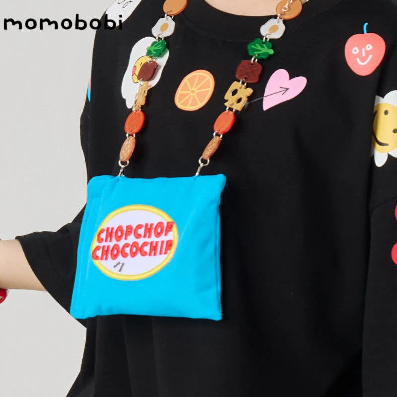 momobobi新款个性项链亚克力彩色汉堡链条可爱曲奇饼干装饰毛衣链