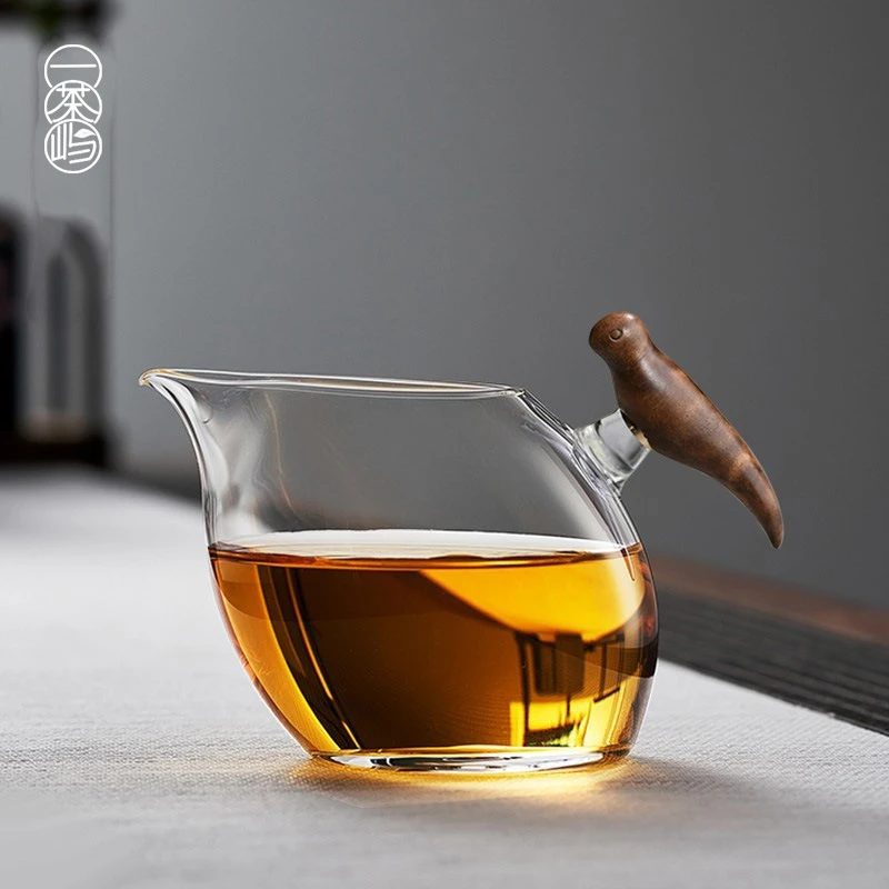高档喜上眉梢玻璃公道杯加厚耐热单个匀杯日式茶具配件茶海分茶器