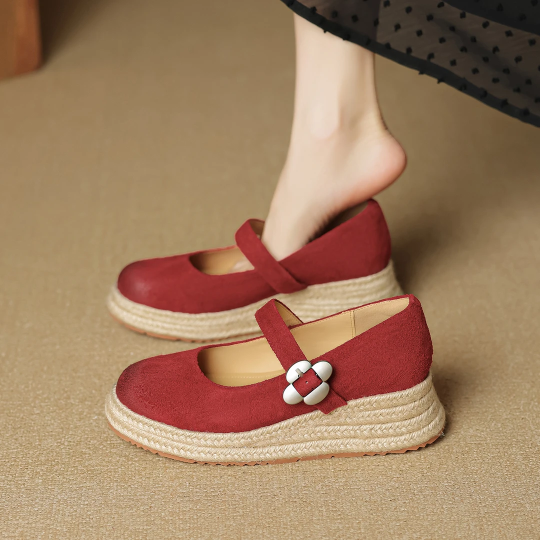 浅口单鞋女2025年新款时尚百搭小个子厚底一字带学院风玛丽珍女鞋