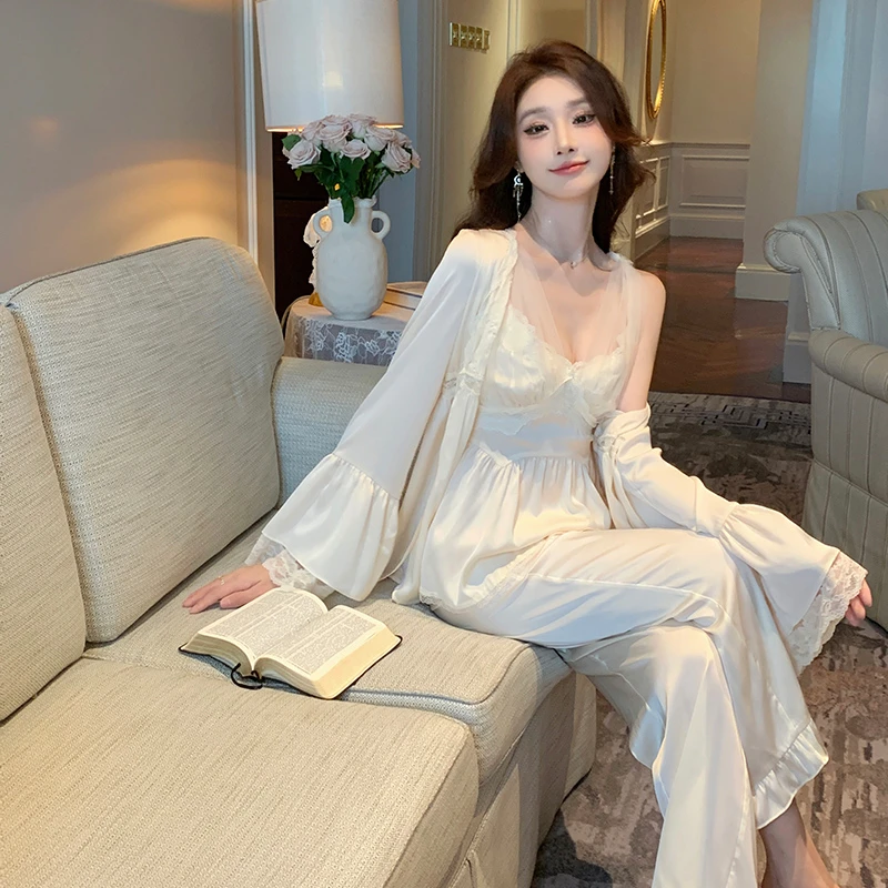 查理夫人【羽茵】设计感丝滑长袖老板娘女士家居服性感显瘦春夏多件