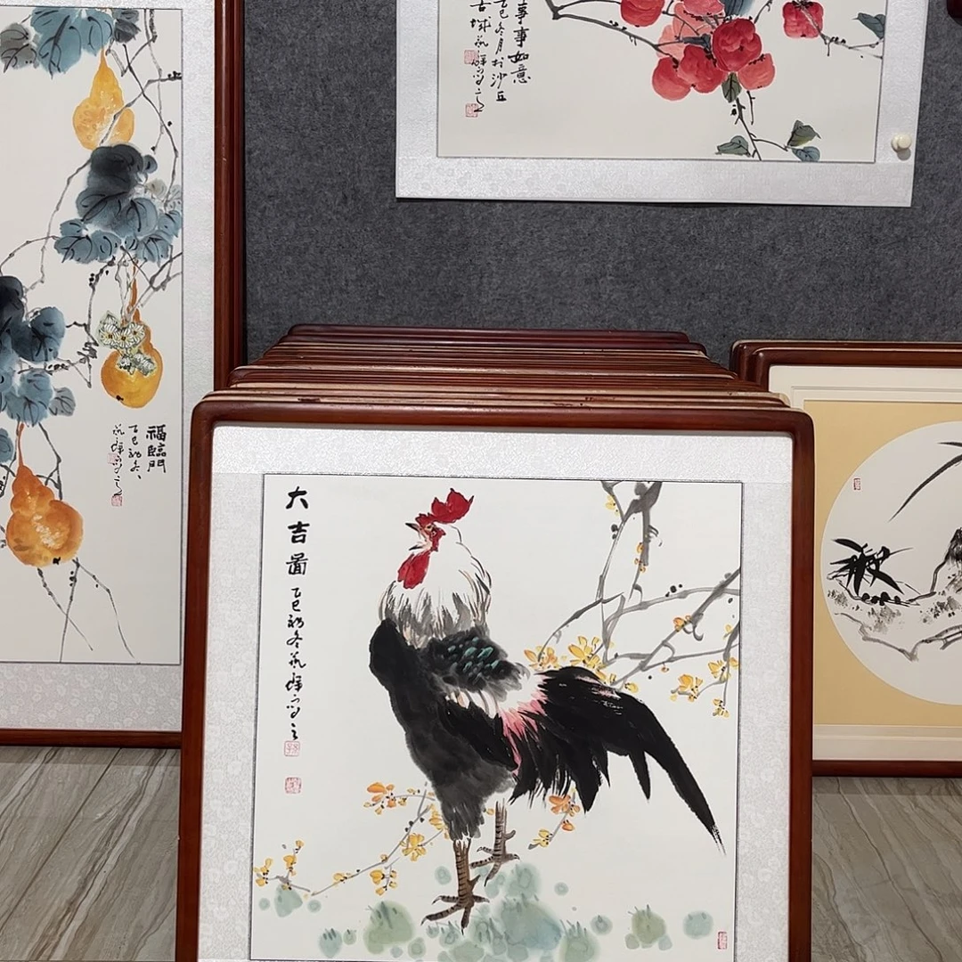国画书画作品带框63×63