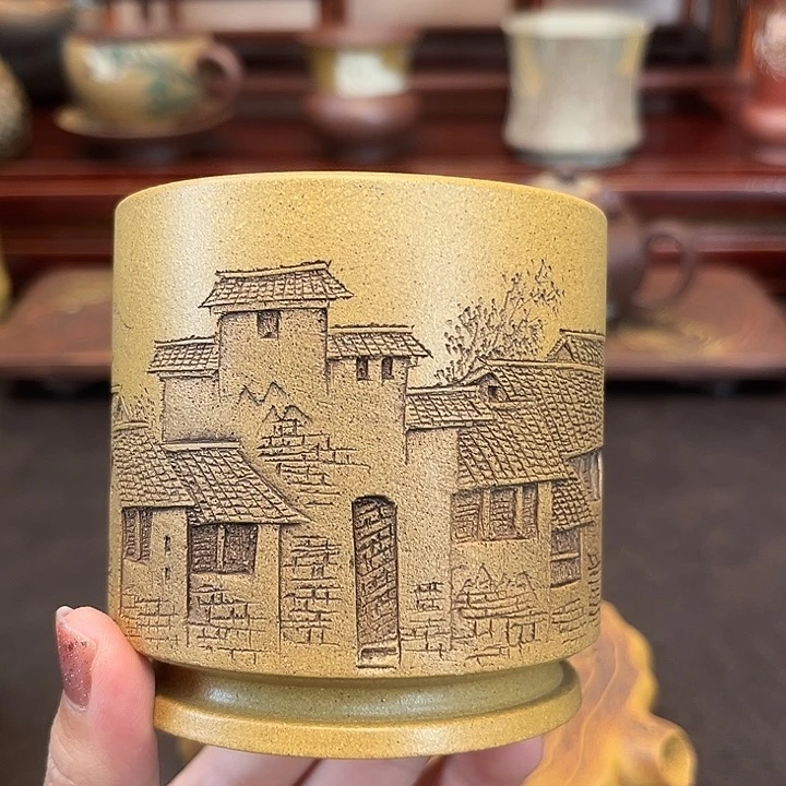 紫砂黄金段泥泥紫砂主人杯