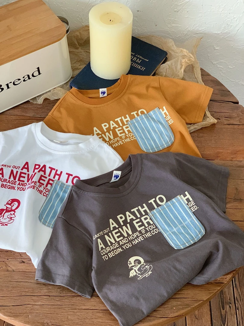 【清仓福利】DD新款企鹅小口袋儿童短袖T恤纯棉