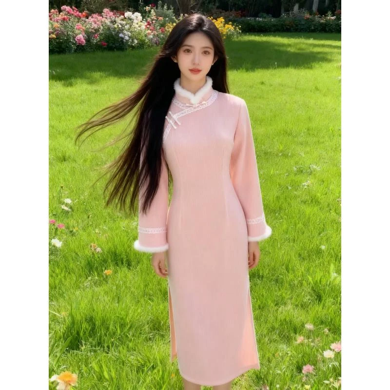 苏故里【樱露】秋冬款少女气质旗袍新中式日常旗袍单层衣长120