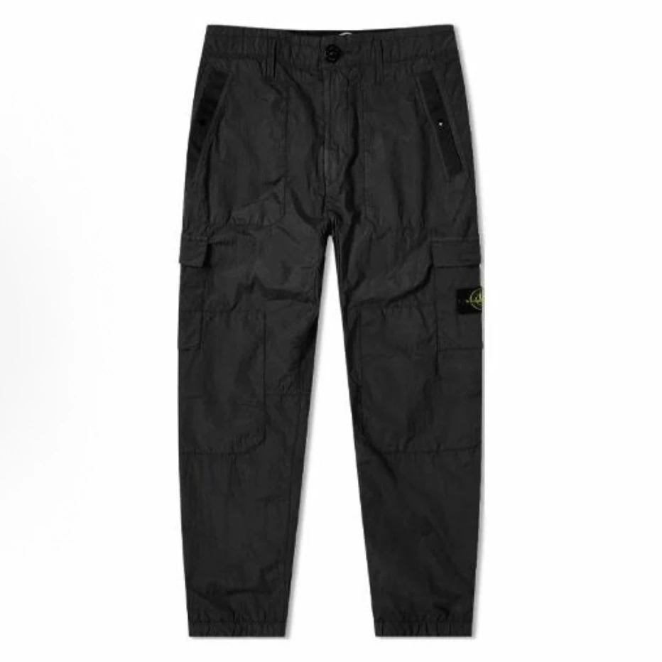 95新 STONE ISLAND 泡泡砂面料黑色长裤 33码