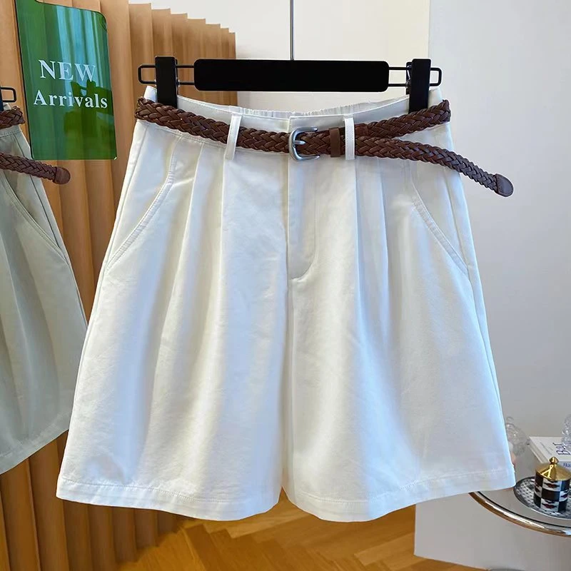 纯棉显瘦女夏2025爆款宽松百搭阔腿裤短裤短裤白色a字版休闲中裤