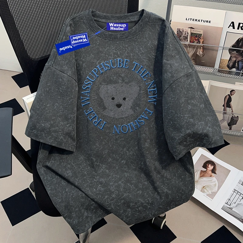 WASSUP HSUBE美式潮流扎染情侣短袖T恤夏季潮牌重磅半袖圆领上衣