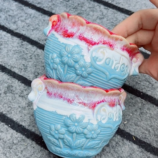 多肉绿植陶瓷花盆9.9包邮，有空