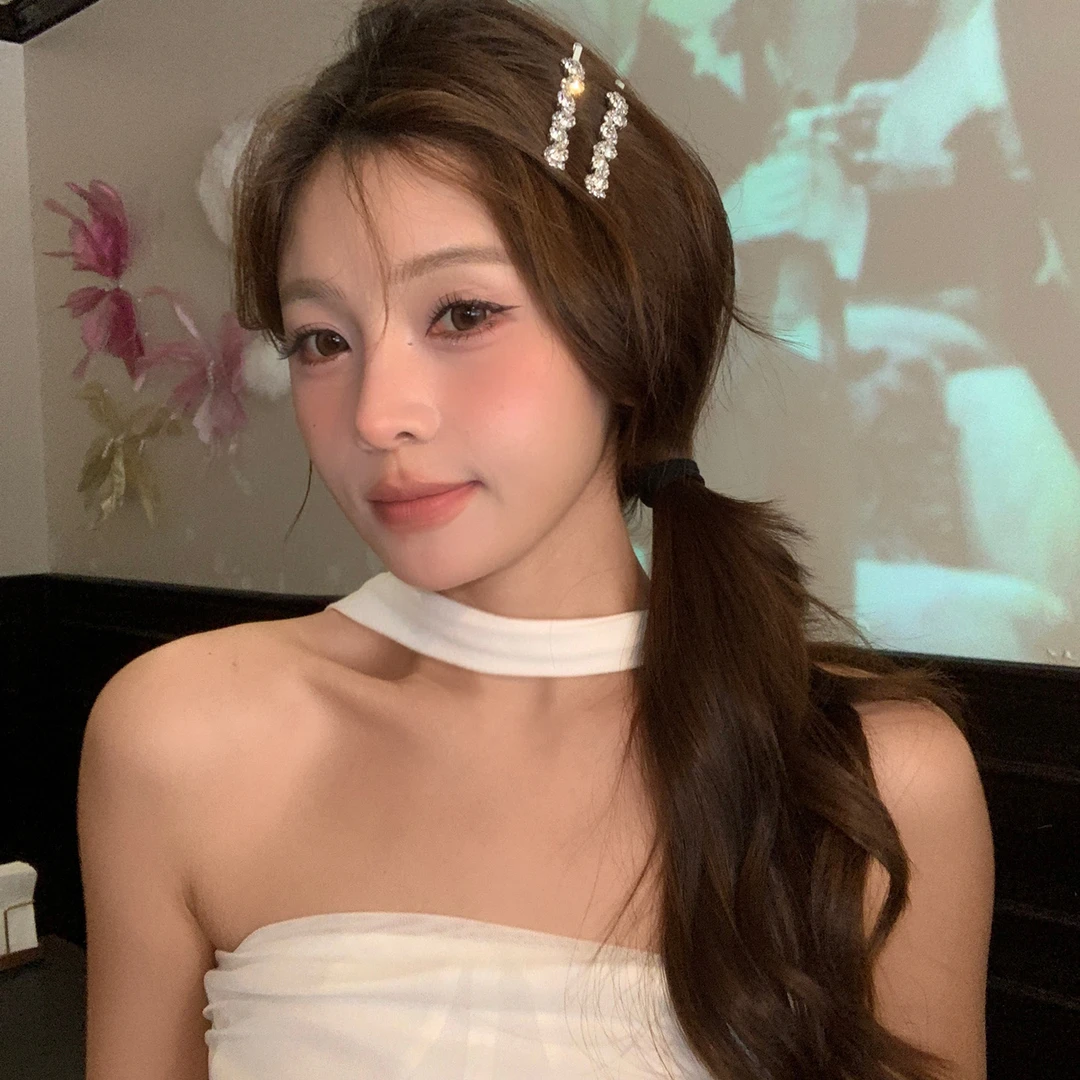 超闪满钻波浪水钻发夹一字夹刘海边夹