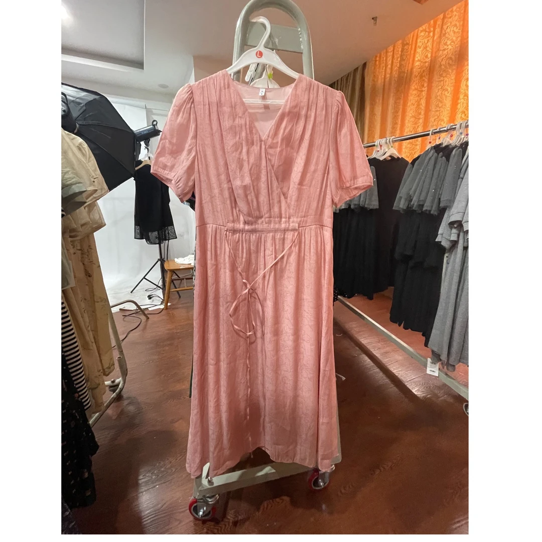 【JX514粉白裙】麦多多小美专属洋气中长款2025夏季新款连衣裙女