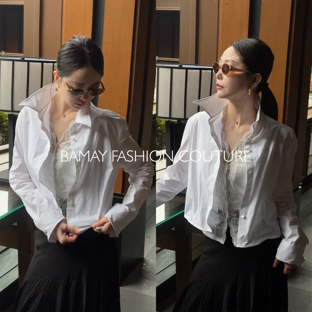 【BAMAY】2025春季新款休闲百搭方领短款宽松衬衫BM251CS026CM