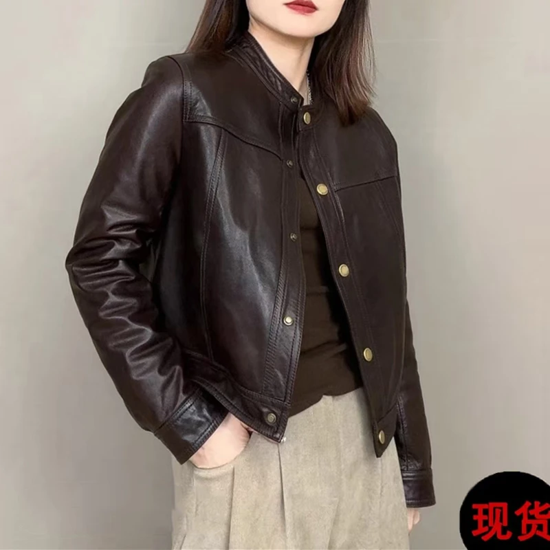 海宁真皮皮衣女2025年短款修身洋气短外套秋冬季新款显瘦潮流时尚