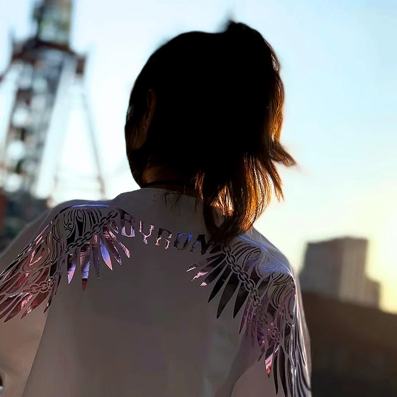 BY潮牌2025夏季新款闪耀翅膀短袖男T恤/男女同款纯棉圆领时尚爆款