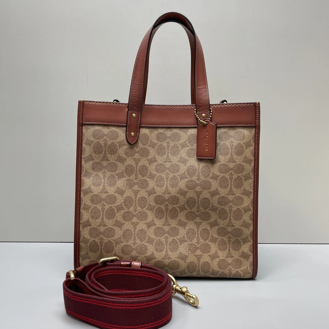 95新 COACH/蔻驰 小林/field30红棕老花方托30*30*15cmB092405