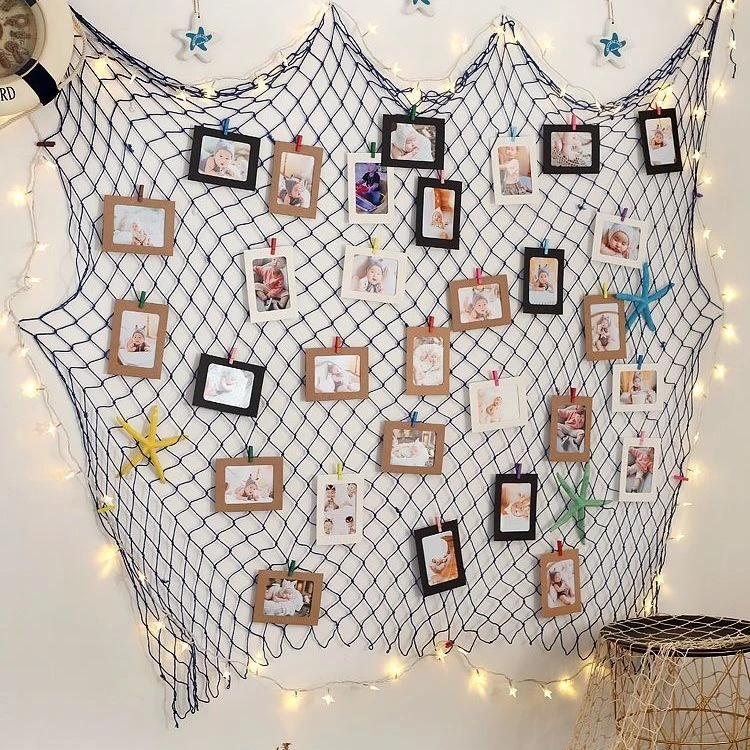 墙上挂照片神器照片墙免打孔ins风装饰创意抖音渔网拍立得相片墙