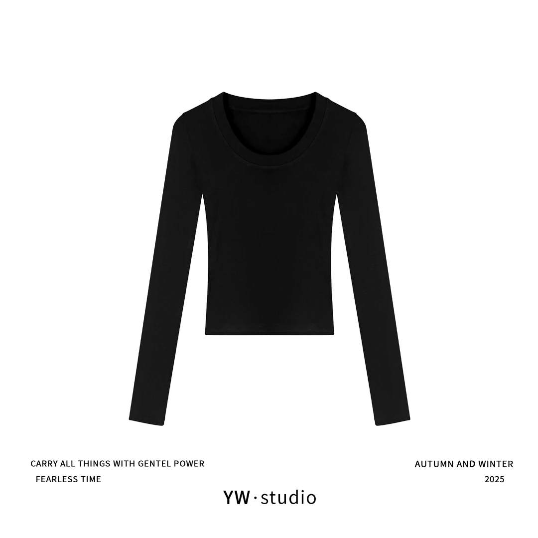 YUWEI/定制 琥珀流光风基础好穿大圆领莱赛尔羊毛打底长袖 73020