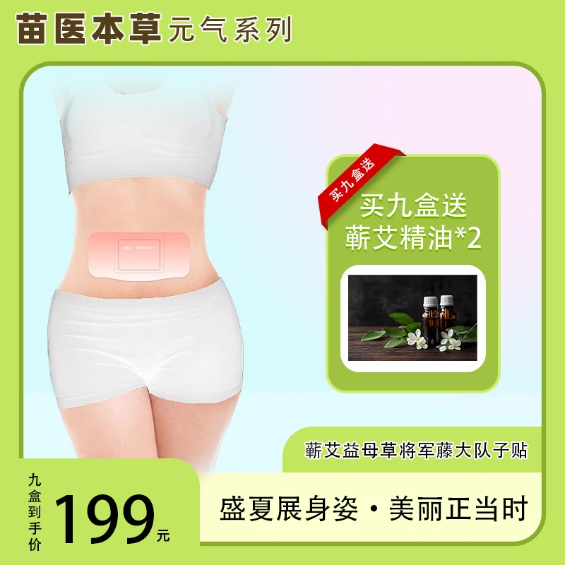 苗医本草—热敷贴蕲艾益母草将军藤蒸汽暖身腰腹贴保暖暖腰 草本