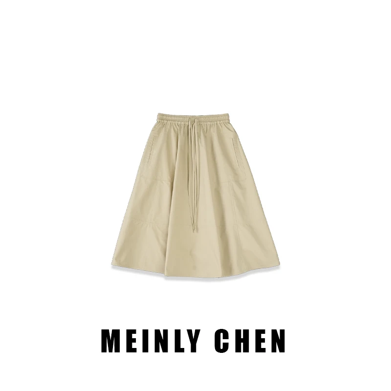 【MEINLY  CHEN】高端设计师款百搭时尚简约松紧腰半身裙8252215