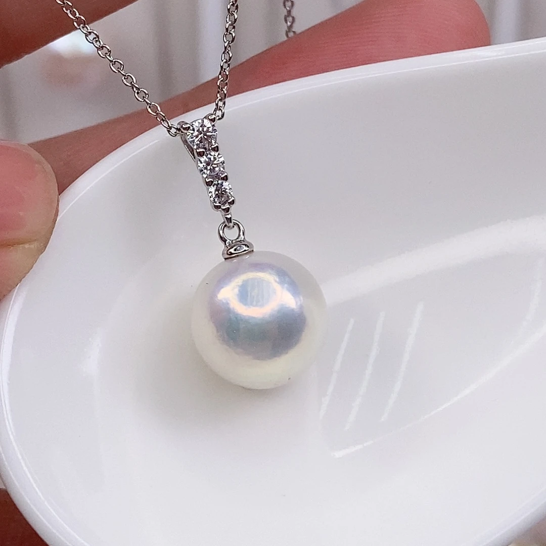 淡水珍珠银S925镶嵌吊坠(赠链)11/12mm