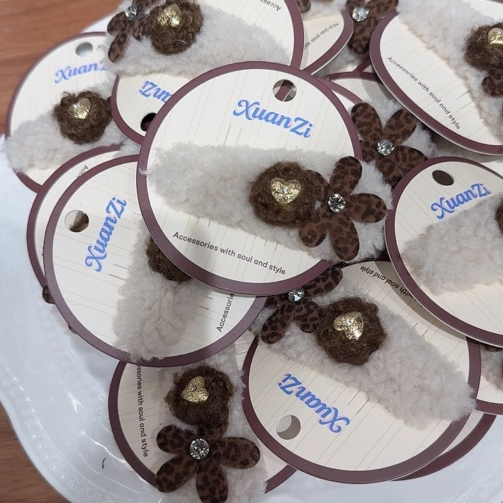 纯棉白色小花发卡哦哦哦