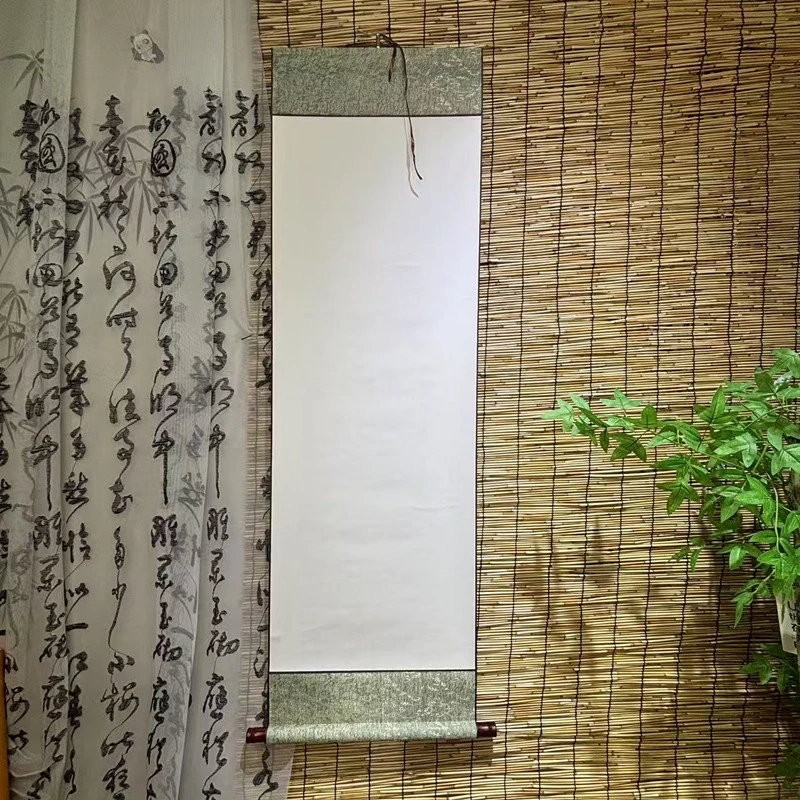 水墨景甄选画心45*120厘米特价空白生宣半生全绫卷轴