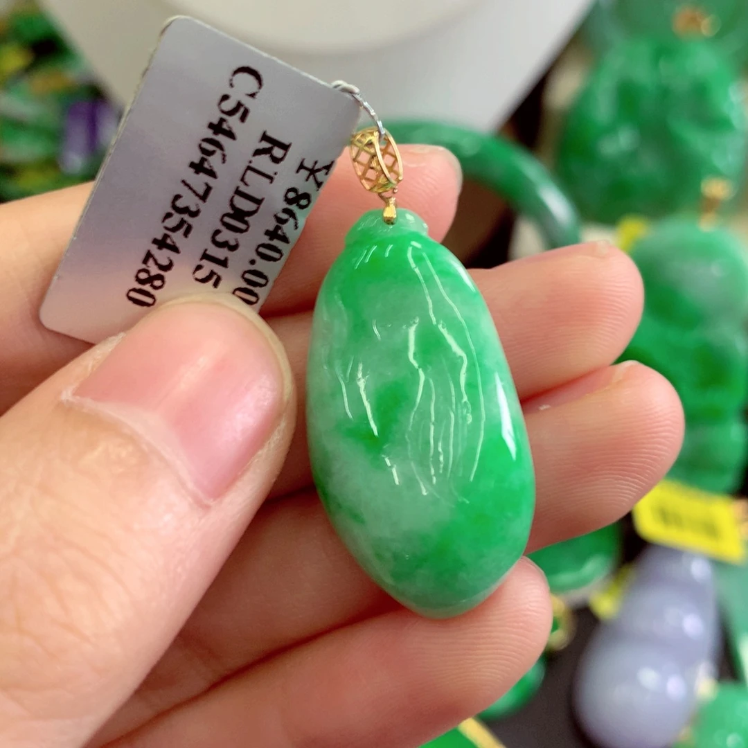 翡翠18K金镶嵌吊坠(不含链)