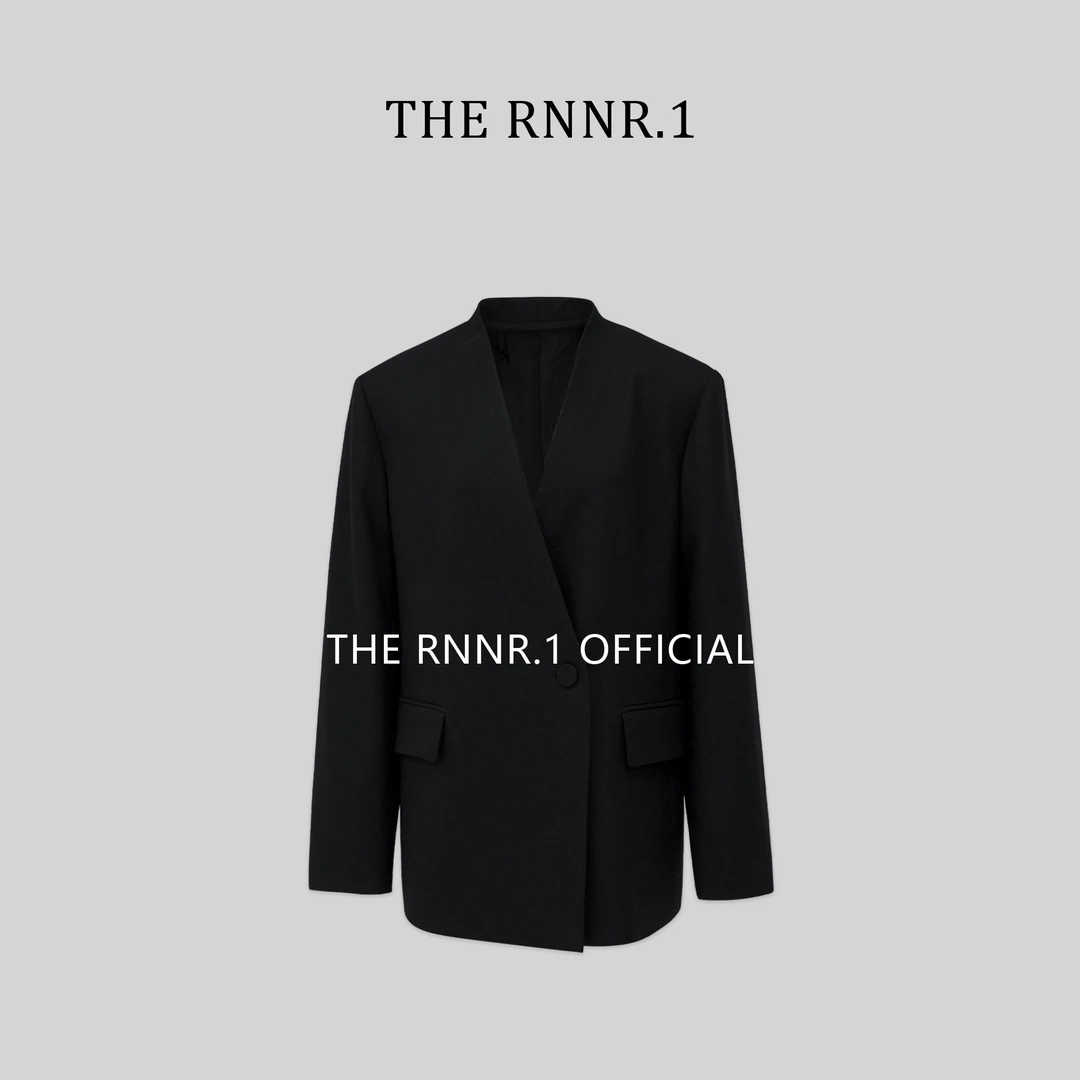THE RNNR.1欧美 黑色无领 老钱风 羊毛西装